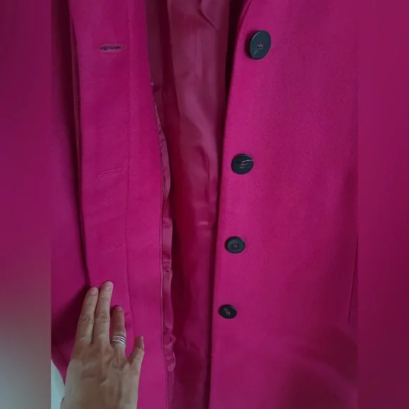 NWT Mango Hot Pink Unstructured Wool-blend Coat - Picture 9 of 11